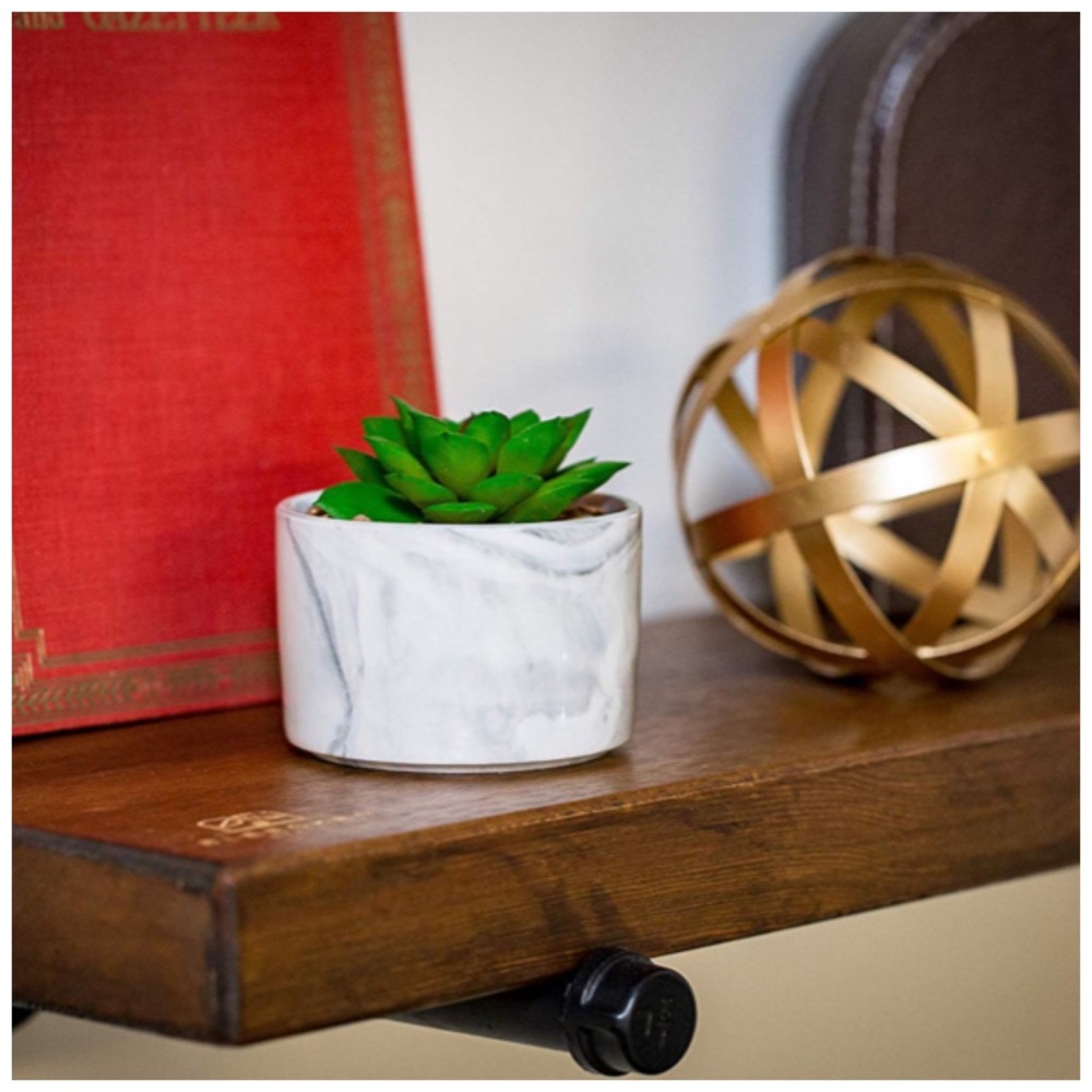 Faux Succulent Plant Marble Design Pot - Picture 3 of 3